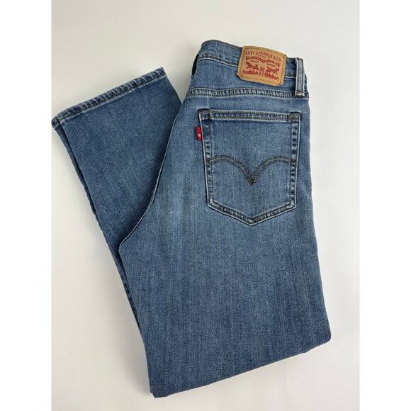 Levi's Wedgie Straight Size 29 High-Rise Cropped Distressed Button Fly Jeans - Picture 3 of 12